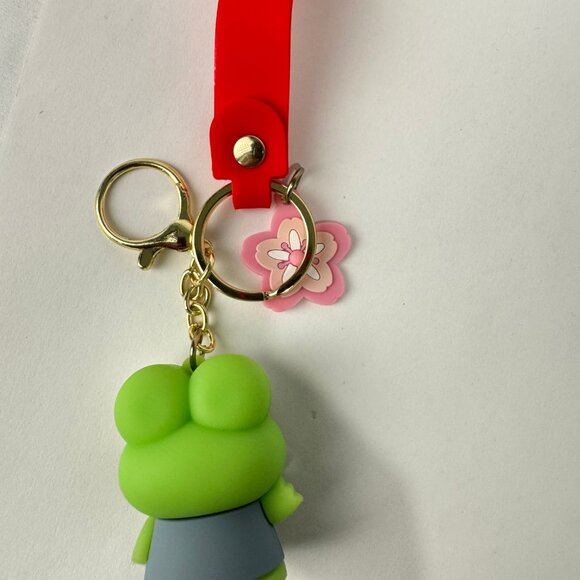New Keroppi Frog Keychain with Red Strap - Picture 2 of 5